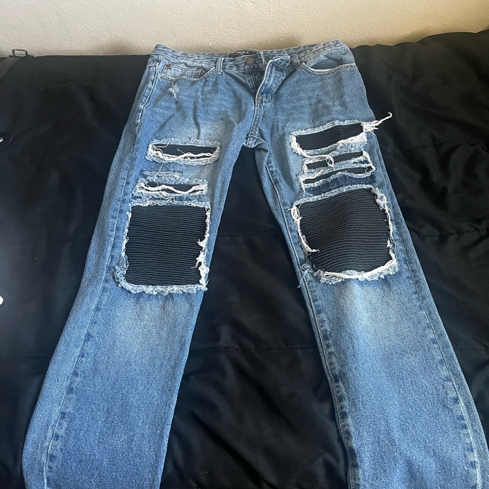 Forever 21 Ripped Blue Jeans